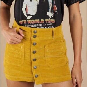 We The Free Mustard Corduroy button down skirt Free People